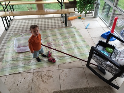 JB sweeping up the mess